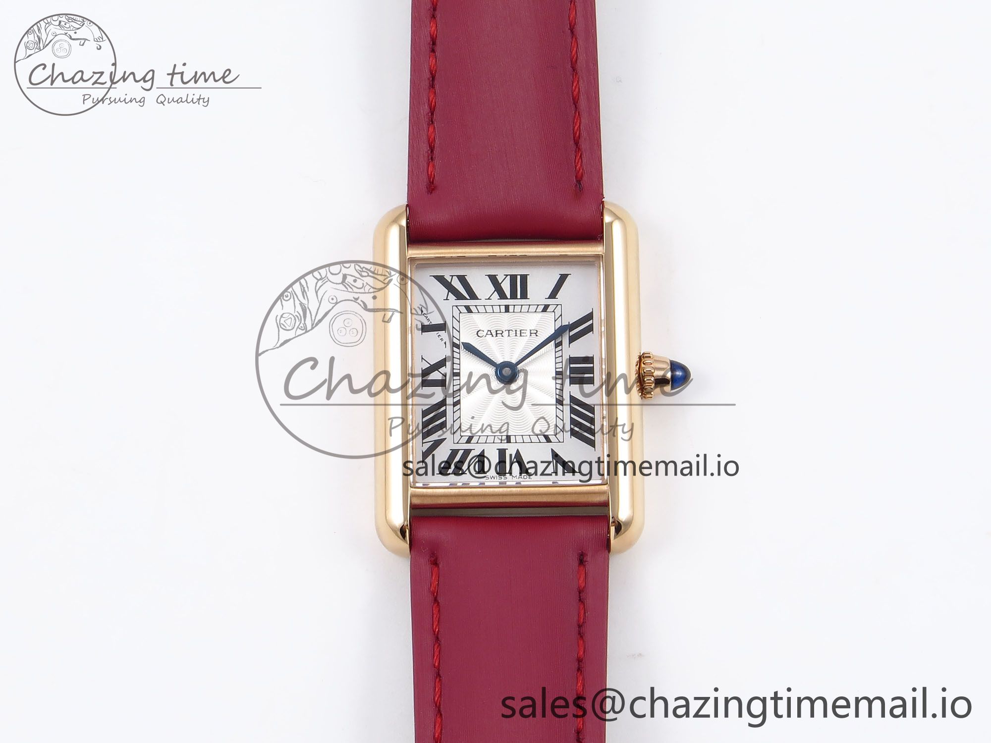 [AF공장]까르띠에 탱크머스트 RG 22mm White Dial on Red Fabric Strap Ronda Quartz