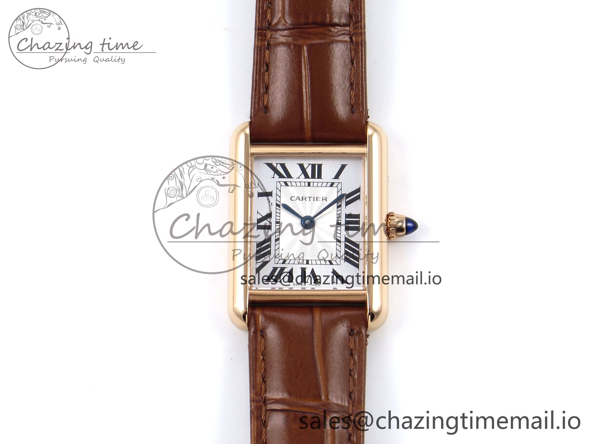 [AF공장]까르띠에 탱크머스트 RG 22mm White Dial on Brown Leather Strap Ronda Quartz