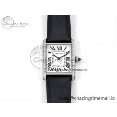 [AF공장]까르띠에 탱크머스트 RG 25.5mm White Dial Diamonds Bezel on Black Fabric Strap Ronda Quartz