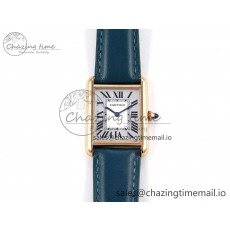 [AF공장]까르띠에 탱크머스트 RG 25.5mm White Dial on Blue Leather Strap Ronda Quartz