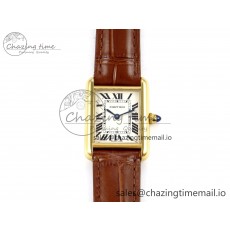 [AF공장]까르띠에 탱크머스트 RG 22mm White Dial on Brown Leather Strap Ronda Quartz