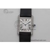 [K11공장]까르띠에 탱크머스트 Large White Dial Diamonds Bezel on Satin Leather Strap Ronda Quartz