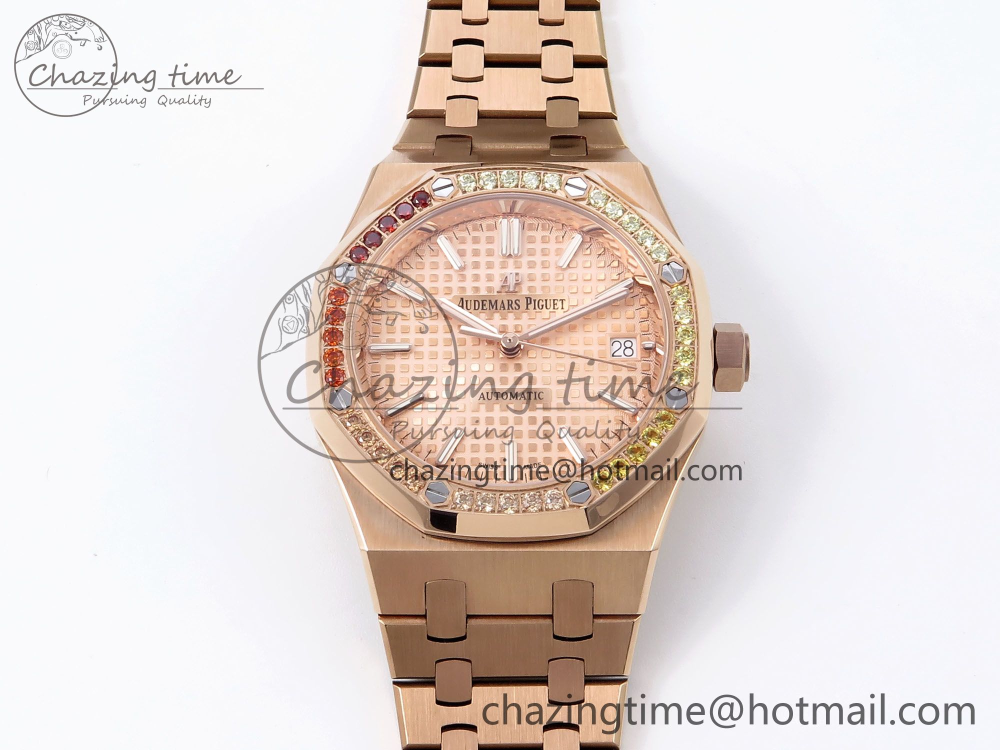 [IPF공장] 로얄오크 15450 로즈골드 금통 레인보우 다이아베젤 로즈골드다이얼 37mm 15450 RG Rainbow Diamonds Bezel IPF Best Edition RG Dial on RG Bracelet SA3120 Super Clone