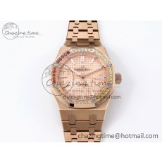 [IPF공장] 로얄오크 15450 로즈골드 금통 레인보우 다이아베젤 로즈골드다이얼 37mm 15450 RG Rainbow Diamonds Bezel IPF Best Edition RG Dial on RG Bracelet SA3120 Super Clone