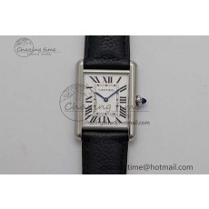 [K11공장]까르띠에 탱크머스트 Large White Dial on Black Leather Strap Ronda Quartz