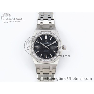 [IPF공장] 로얄오크 15450 다이아베젤 블랙 다이얼 37mm 15450 Diamond SS APSF 1:1 Best Edition Black Textured Dial on SS Bracelet SA3120 Super Clone