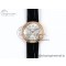 [AF공장]까르띠에 발롱블루 30mm RG Silvered Dial Diamonds Bezel on Black Leather Strap Ronda Quartz