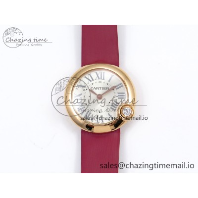 [AF공장]까르띠에 발롱블루 30mm RG Silvered Dial on Red Fabric Strap Ronda Quartz