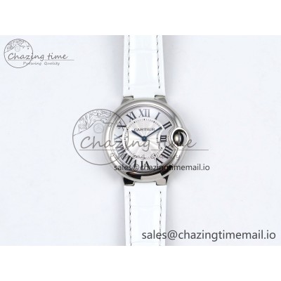 [AF공장]까르띠에 발롱블루 33mm White Textured Dial on White Crocodile Strap Jap Quartz