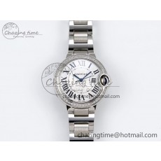 [AF공장]까르띠에 발롱블루 33mm  White Dial Diamonds Bezel on SS Bracelet SEIKO NH05A