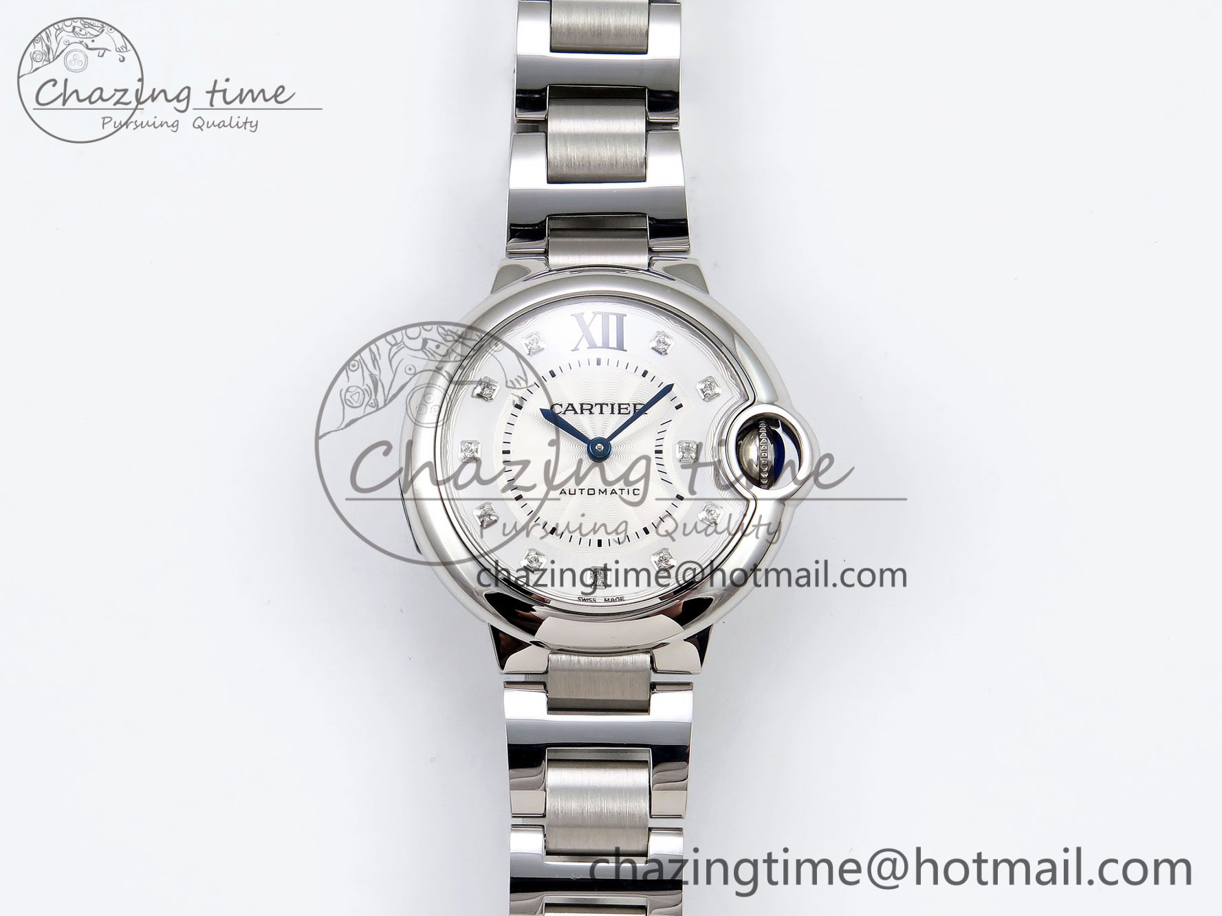 [AF공장]까르띠에 발롱블루 33mm White Diamonds Dial on SS Bracelet SEIKO NH05A