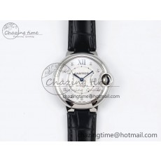 [AF공장]까르띠에 발롱블루 33mm Silver Diamonds Dial on Black Leather Strap SEIKO NH05A