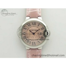 [AF공장]까르띠에 발롱블루 33mm Pink Textured Dial on Pink Crocodile Strap Jap Quartz