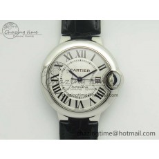 [AF공장]까르띠에 발롱블루 33mm White Textured Dial on Black Leather Strap SEIKO NH05A