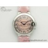 [AF공장]까르띠에 발롱블루 33mm Pink Textured Dial on Pink Leather Strap SEIKO NH05A