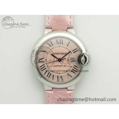 [AF공장]까르띠에 발롱블루 33mm Pink Textured Dial on Pink Leather Strap SEIKO NH05A