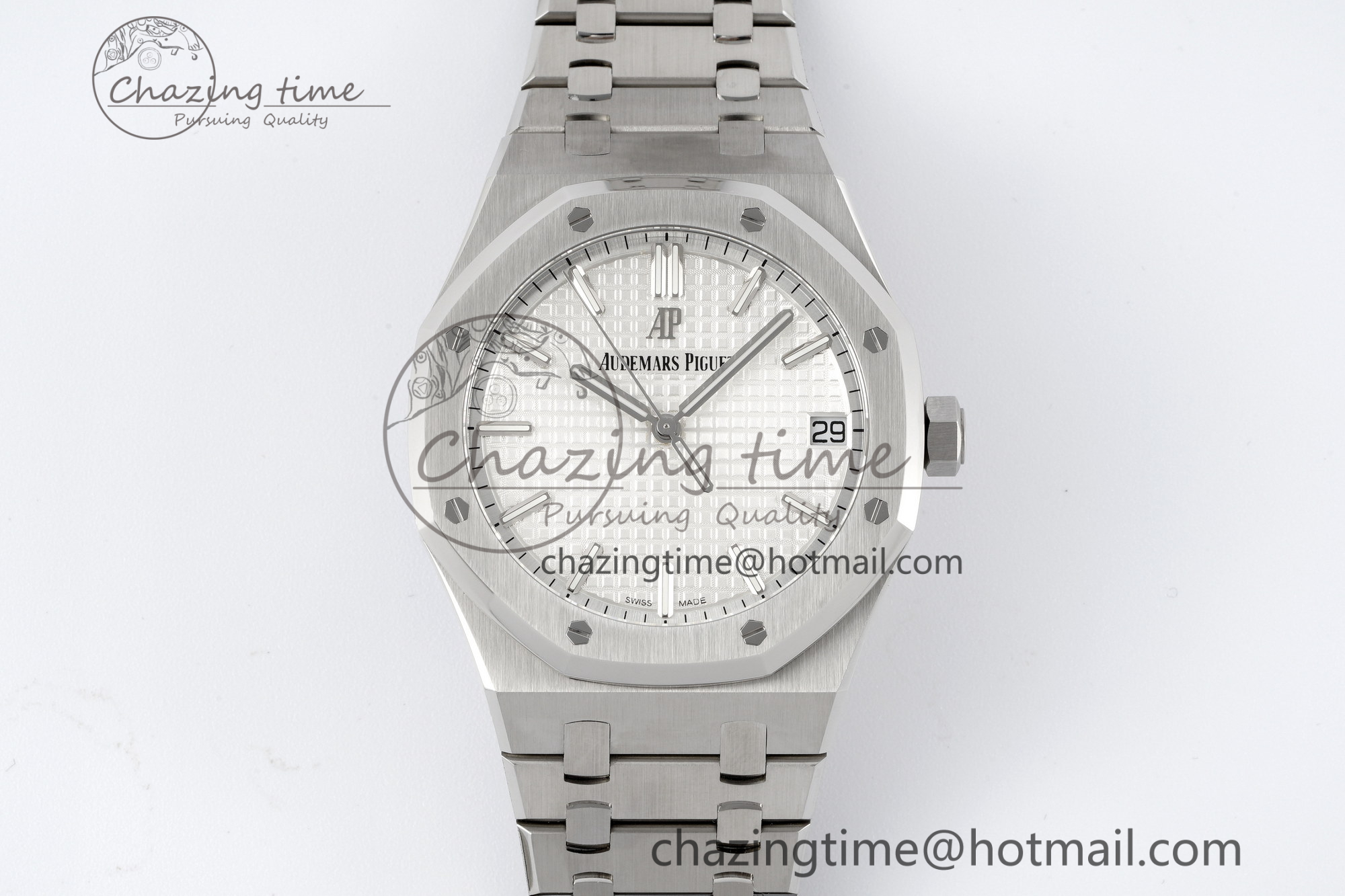 [ZF공장] 로얄오크 15500 화이트 다이얼 41mm 15500 SS ZF 1:1 Best Edition White Textured Dial on SS Bracelet A4302 Super Clone V3