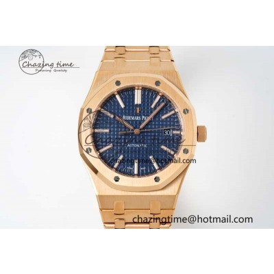 [ZF공장] 로얄오크 15400 블루 다이얼 로즈골드 금통 41mm 15400 RG ZF 1:1 Best Edition Blue Textured Dial on RG Bracelet V3 SA3120 Super Clone