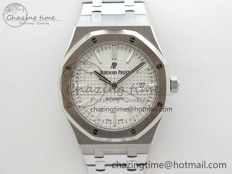 [ZF공장] 로얄오크 15400 화이트 다이얼 41mm 15400 SS ZF 1:1 Best Edition White Textured Dial on SS Bracelet SA3120 Super Clone