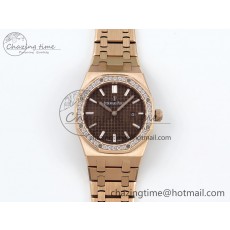 [ZF공장] 로얄오크 67651 브라운 다이얼 다이아 베젤 로즈골드 금통 33mm 67651 Diamonds Bezel RG ZF 1:1 Best Edition Brown Textured Dial on RG Bracelet RONDA Quartz