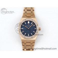 [ZF공장] 로얄오크 67651 블루 다이얼 로즈골드 금통 다이아 베젤 33mm 67651 Diamonds Bezel RG ZF 1:1 Best Edition Blue Textured Dial on RG Bracelet RONDA Quartz