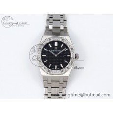 [ZF공장] 로얄오크 67651 블랙 다이얼 다이아 베젤 33mm 67651 Diamonds SS ZF 1:1 Best Edition Black Textured Dial on SS Bracelet RONDA Quartz