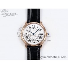 [DR공장]까르띠에 롱드 36mm RG Silver-Plated White Dial on Black Leather Strap Ronda Quartz