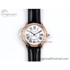 [DR공장]까르띠에 롱드 29mm RG Silver-Plated White Dial on Black Leather Strap Ronda Quartz