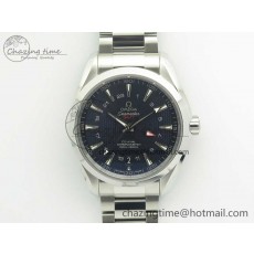 [VS공장]오메가 아쿠아테라 150M 43.5mm GMT Blue Textured Dial on SS Bracelet A8605 Super Clone