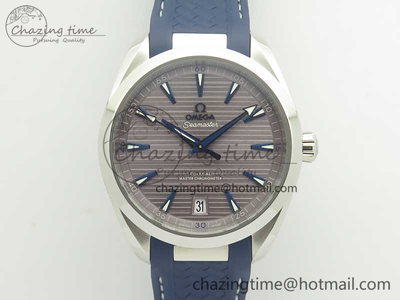 [VS공장]오메가 아쿠아테라 150M Chronometers Gray Dial Blue Hand on Blue Rubber Strap A8900 Super Clone