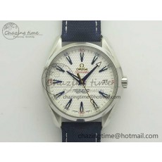 [VS공장]오메가 아쿠아테라 150M Master Chronometers White Textured Dial on Blue Nylon Strap A8500 Super Clone