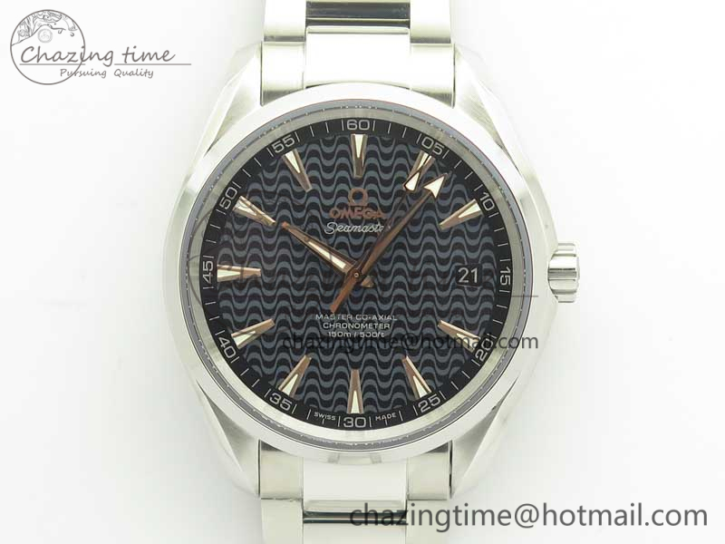 [VS공장]오메가 아쿠아테라 150M Black Wave Textured Dial RG Hand on SS Bracelet A8500 Super Clone