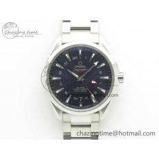 [VS공장]오메가 아쿠아테라 150M GMT  Blue Textured Dial on SS Bracelet A8605 Super Clone