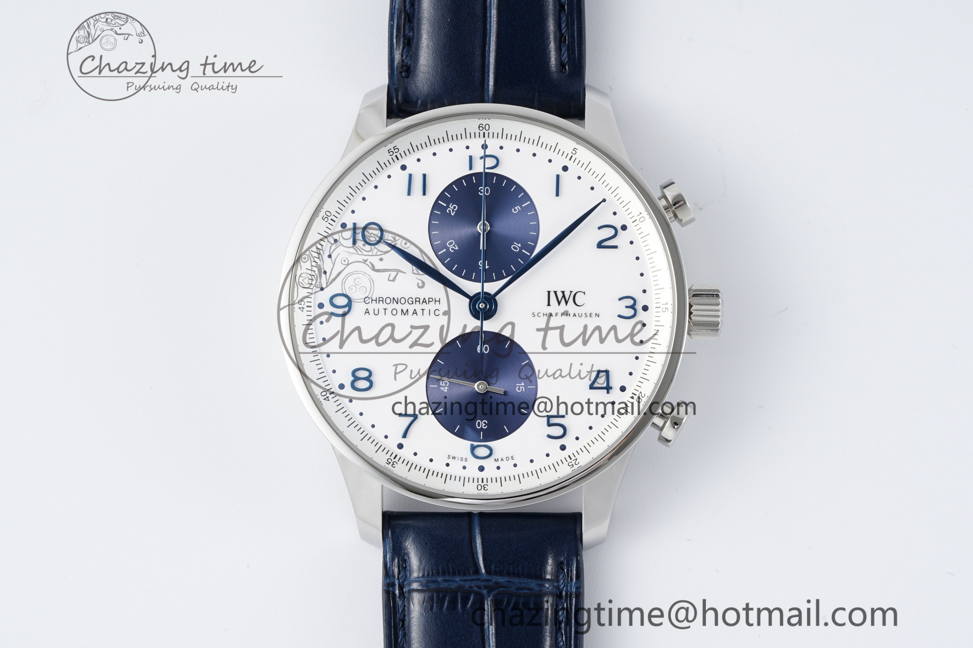 [APS공장]IWC포르투기저 크로노 IW371620 화이트/블루다이얼 블루가죽스트랩 Portuguese Chrono IW371620 White/Blue Dial on Blue Leather Strap A69355