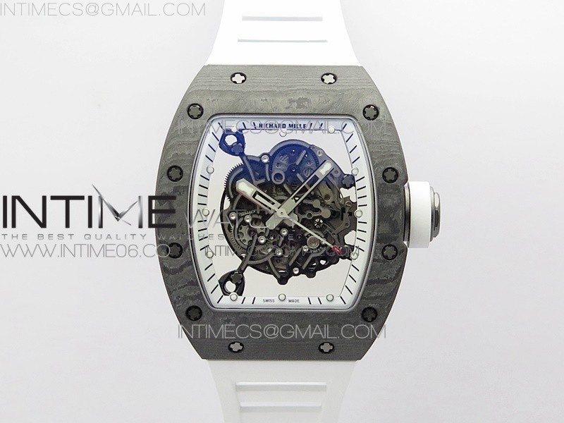 [ZF공장]RM055 Real NTPT White Inner ZF 1:1 Best Edition Skeleton Dial on White Rubber Strap SEIKO Movement