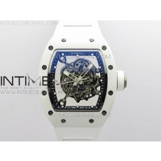 [ZF공장]RM055 Ti White Ceramic ZF 1:1 Best Edition Skeleton Dial on White Rubber Strap NH05A