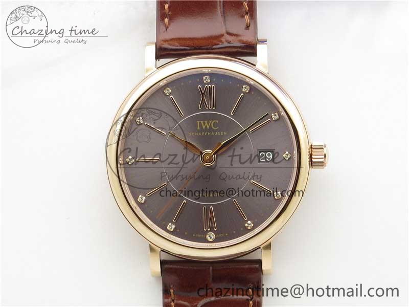 [V7공장]IWC Portofino 37mm RG Gray Dial on Deep Brown Leather Strap A2892