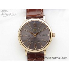 [V7공장]IWC Portofino 37mm RG Gray Dial on Deep Brown Leather Strap A2892