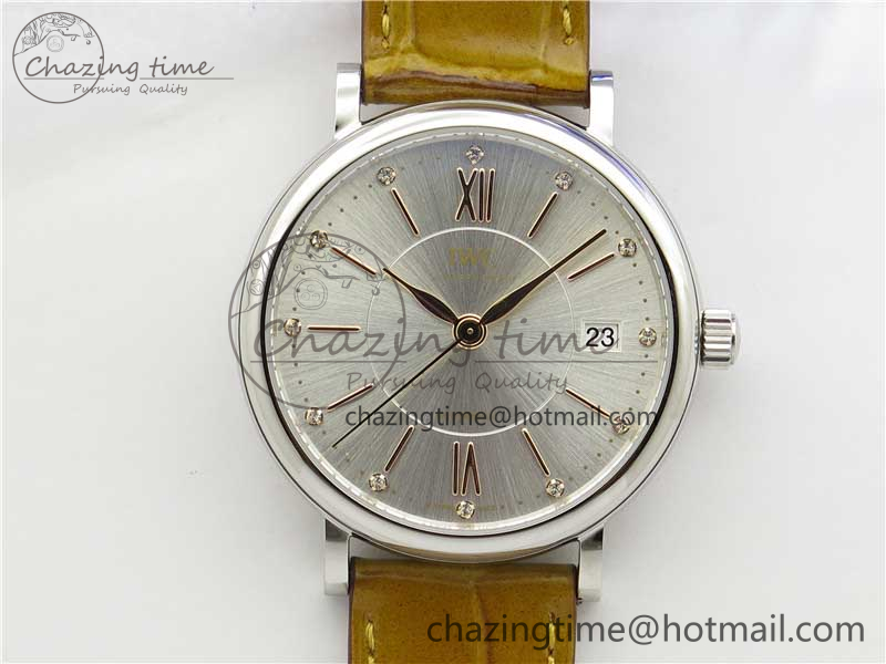 [V7공장]IWC Portofino 37mm White Dial on Light Brown Leather Strap A2892