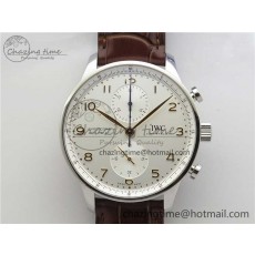 [ZF공장]IWC포르투기즈 3716 Portuguese Chrono IW371604 White Dial on Brown Leather Strap A69355