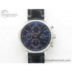 [ZF공장]IWC Portofino Chrono Blue Dial Gold Markers on Black Leather Strap A7750