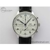 [ZF공장]IWC Portugieser Chronograph Edition “150 Years” IW371602  White Dial on Black Leather Strap A7750