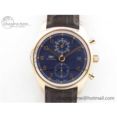 [ZF공장]IWC Portugieser Chrono Classic 42 IW390406 RG Blue Dial on Brown Leather Strap A7750