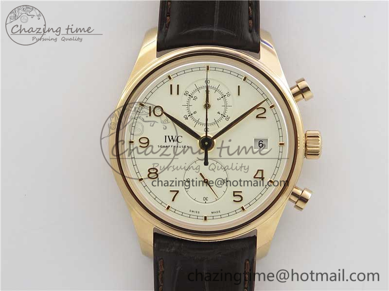 [ZF공장]IWC Portugieser Chrono Classic 42 IW390406 RG White Dial on Brown Leather Strap A7750