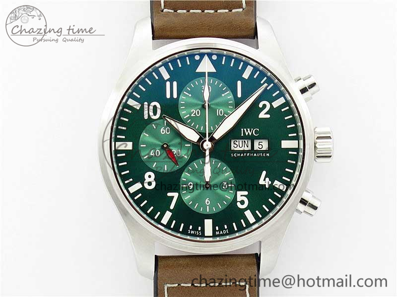 [ZF공장]IWC Pilot Chrono IW377726 Green Dial on Brown Leather Strap A7750