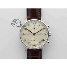 [ZF공장]IWC Portuguese IW3714 Diam White Dial RG Numbers On Brown Leather Strap A79350