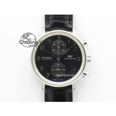 [ZF공장]IWC Portuguese IW3714 Diam Black Dial On Black Leather Strap A79350