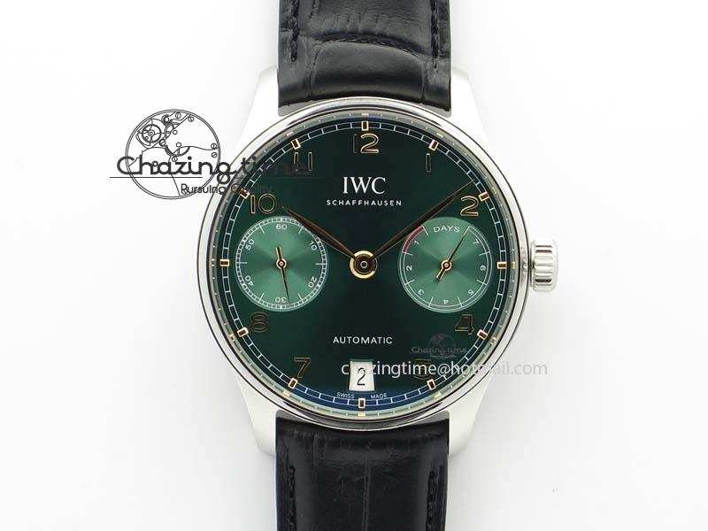 [ZF공장]IWC Portuguese Real PR IW500708 Green Dial On Black Leather Strap A52010