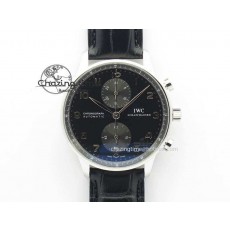 [ZF공장]IWC Portuguese IW371447 Black Dial On Black Leather Strap A79350