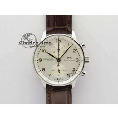 [ZF공장]IWC Portuguese IW371445 White Dial Gold Markers On Brown Leather Strap A79350